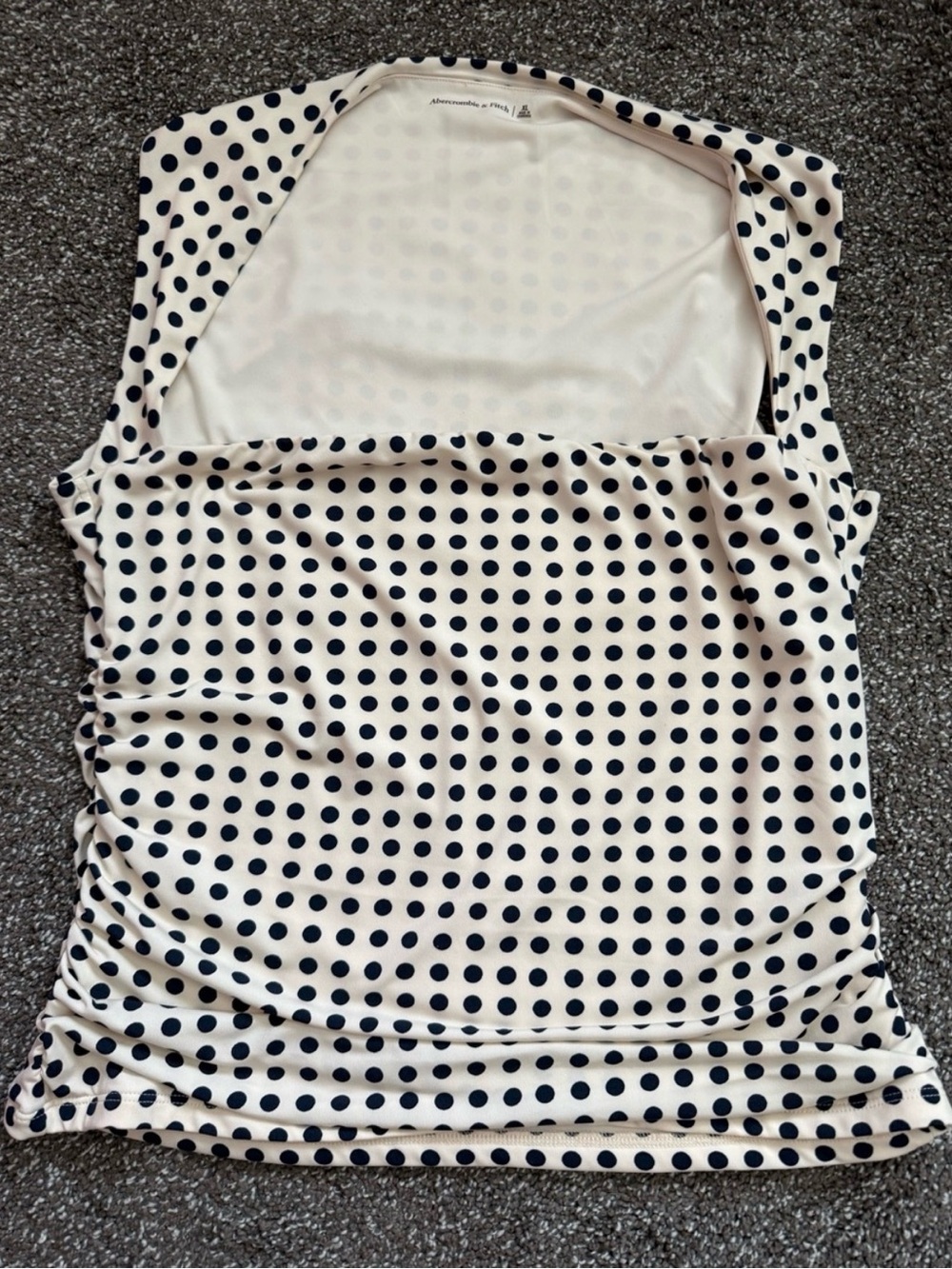 Abercrombie & Fitch Polka Dot Draped Cowl Neck Ruched Top XL